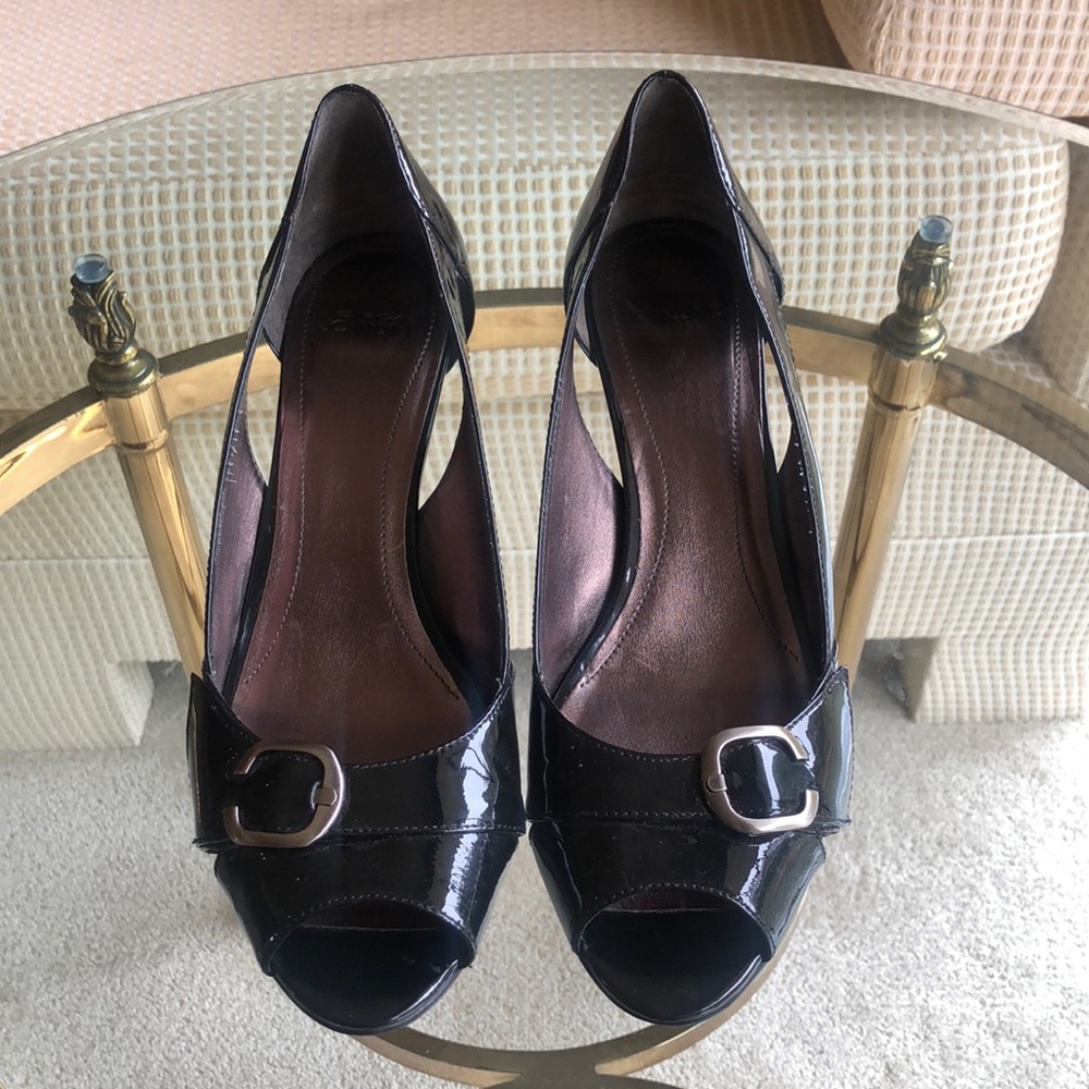 Circa Joan & David Marisa Black Patent Leather Buckle Pumps Size 9